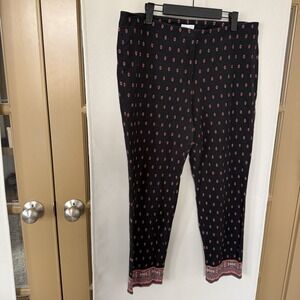 J. Jill Womens 14 Premium Bi-Stretch Skinny‎ Ankle Pants Geometric Print Pattern